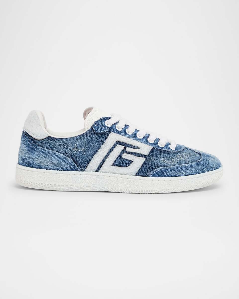 Swan Destroyed Denim Low-Top Sneakers